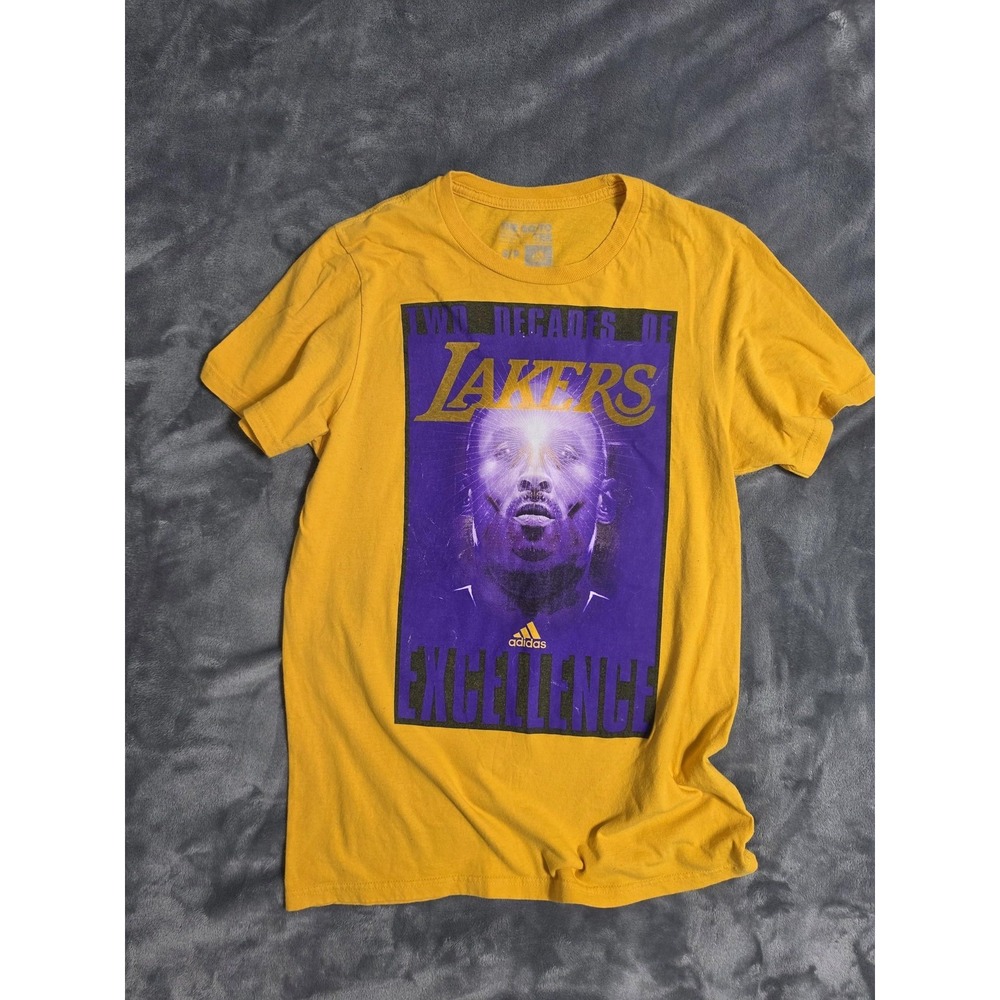Los Angeles Lakers Shirt Mens Small Yellow NBA Basketball Kobe Bryant Adidas Tee